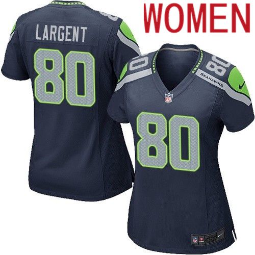 Women Seattle Seahawks #80 Steve Largent Nike Navy Game NFL Jersey